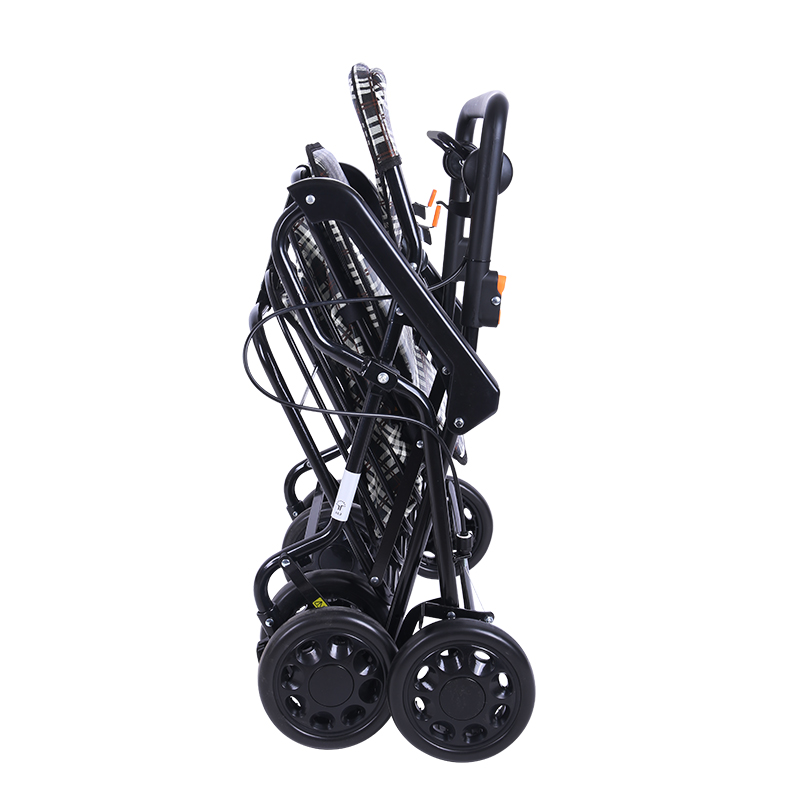 埃立嬌新款老人手推車可推可坐四輪購物車輕便可折疊買菜車代步車